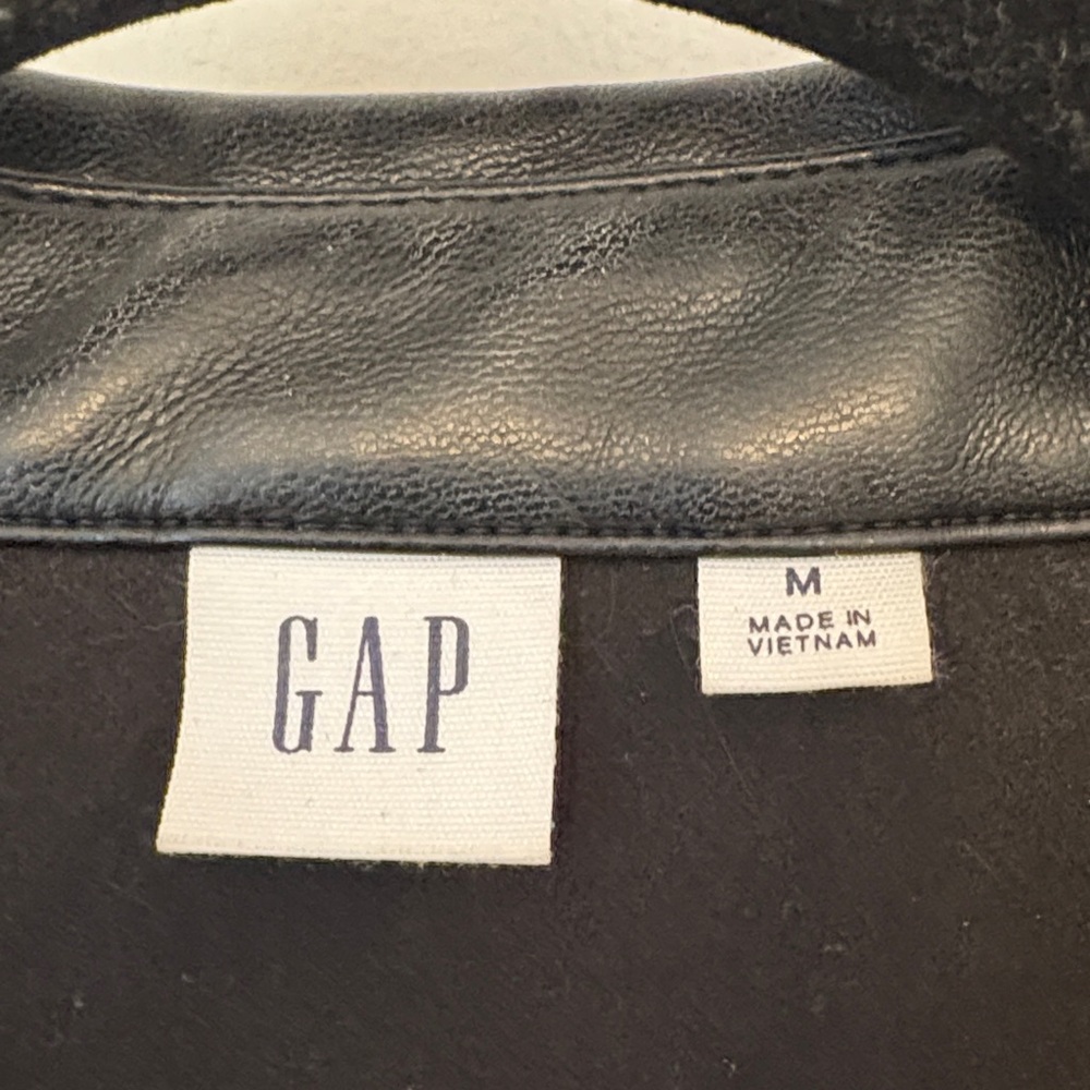 Gap Black Leather Button-Up Jacket - image 2